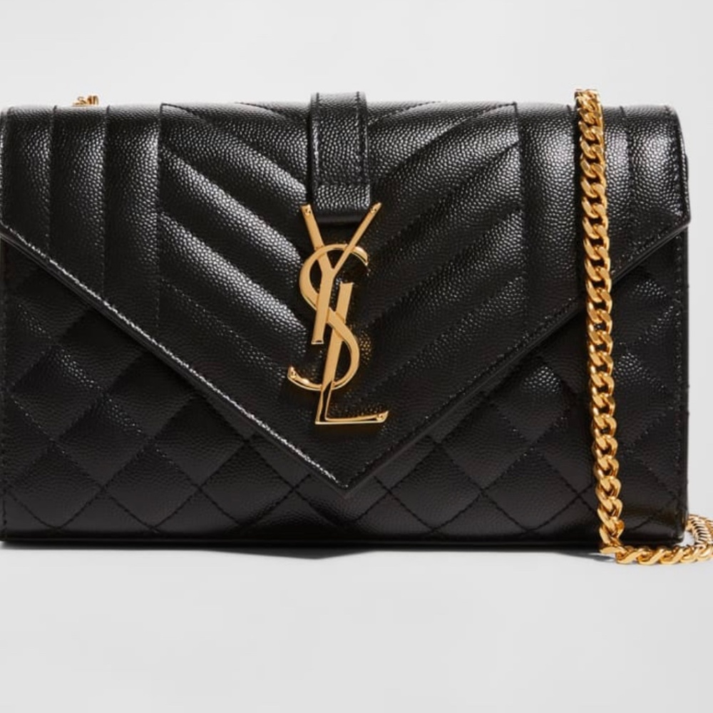 Saint Laurent Black YSL Monogram Leather Satchel Bag